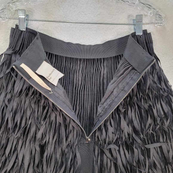 Harvey Nichols Black Willow Laser Cut Fringe Pleated Designer A Line Mini - Picture 8 of 16